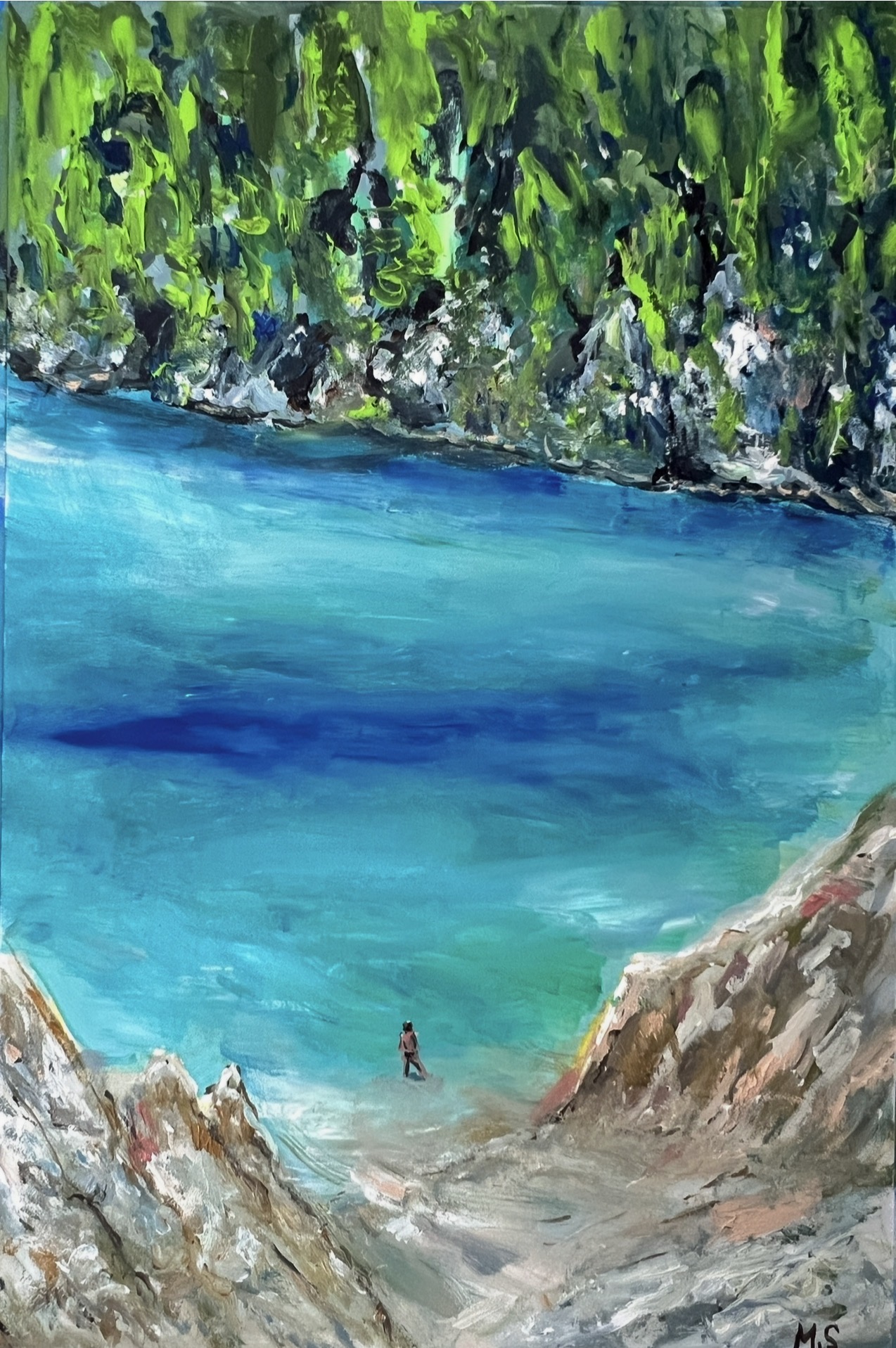 Druzhbivskyi Quarry in the Zhytomyr region painting by Ukrainian artist Marina Stognieva